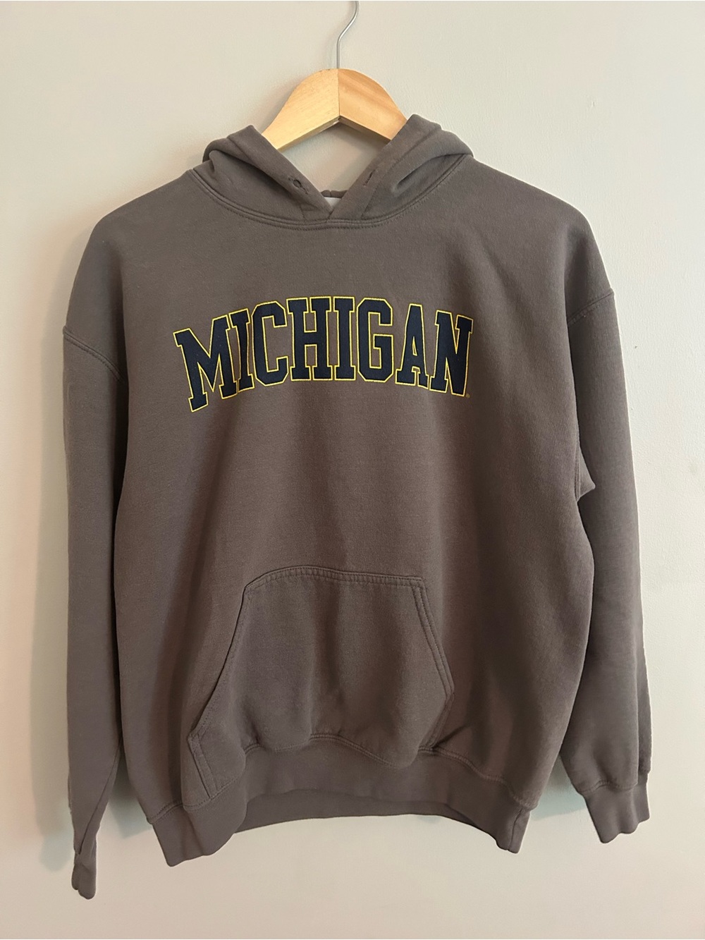 Michigan Hooded Sweatshirt in Brown with Yellow Accents
